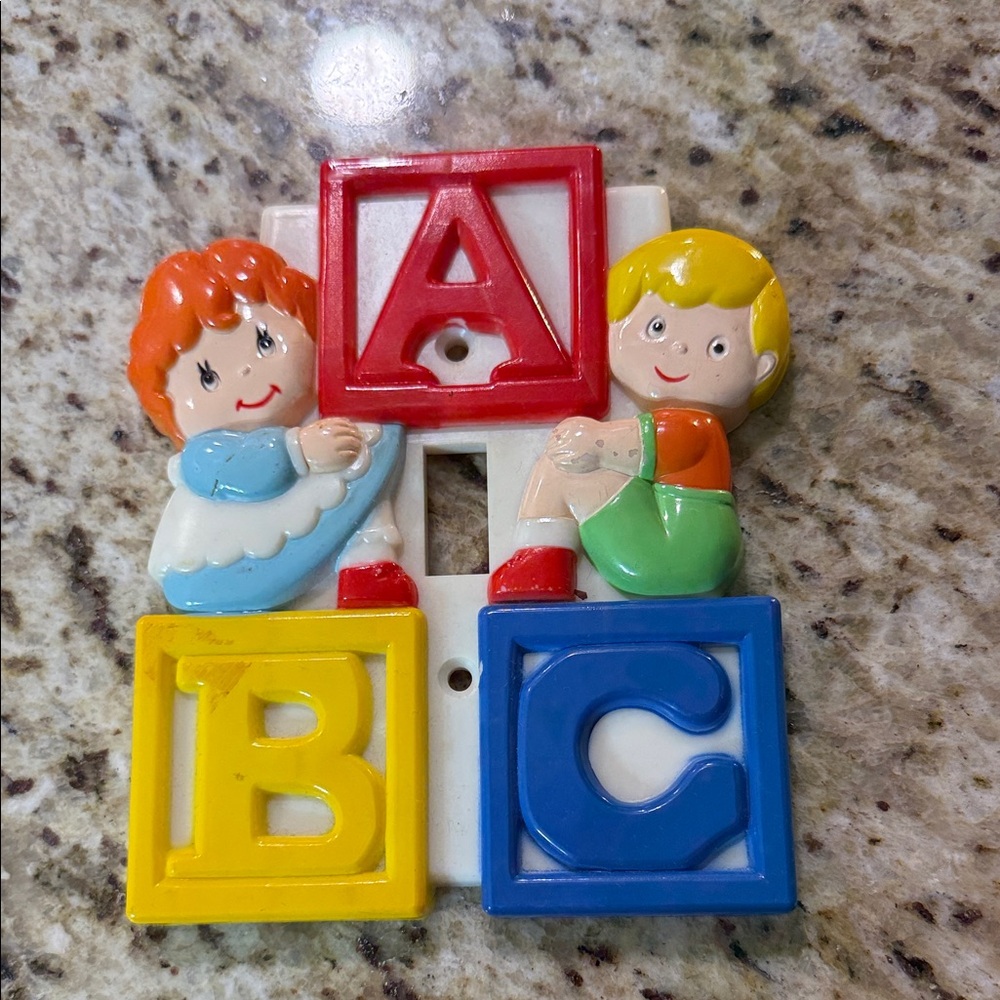 Vintage 1980s Kids Unisex ABC Block Light Switch Plate Cover